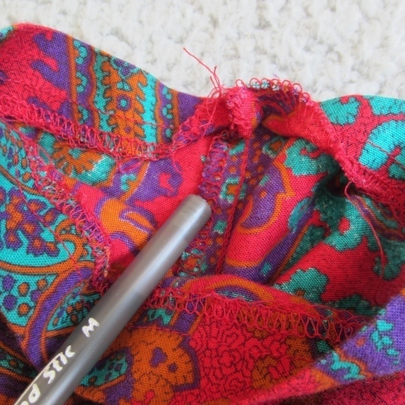 Vintage‎ B.G.B  LTD Madi Dress Women's 16 Red/Blue Paisley Zip Back Boho  USA - Picture 14 of 14